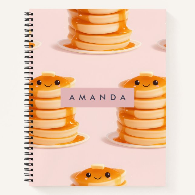Cuaderno Piel personalizada de pastelito kawaii con jarabe (Anverso)