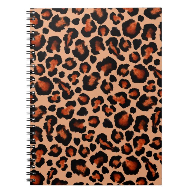 Cuaderno Pieles de leopardo, acuarela, fondo sin costuras. (Frente)
