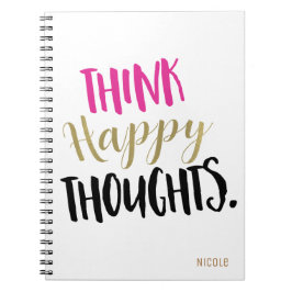 Cuaderno PIENSA PENSAMIENTOS FELICES Rosa Oro Personalizado