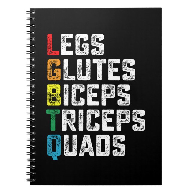 Cuaderno Piernas LGBTQ Glutes Biceps Triceps Quads Gimnasio (Frente)