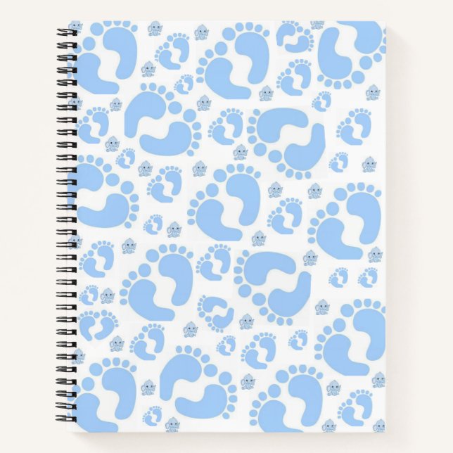 Cuaderno Pies de bebé azules para portátil espiral (Anverso)