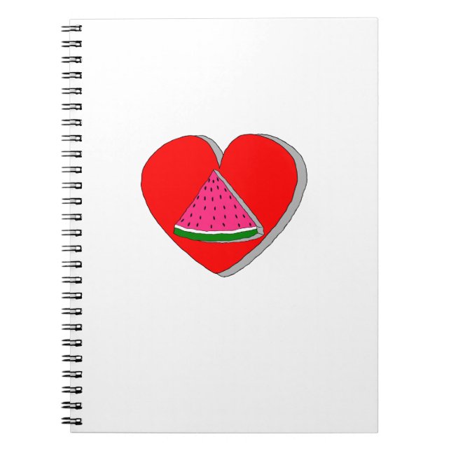 Cuaderno Pieza De sandía Y Dibujo Del Corazón Rojo (Frente)