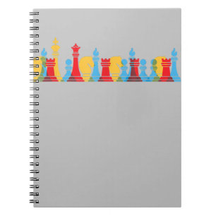 Cuaderno Piezas de ajedrez multicolores pensando en un rega