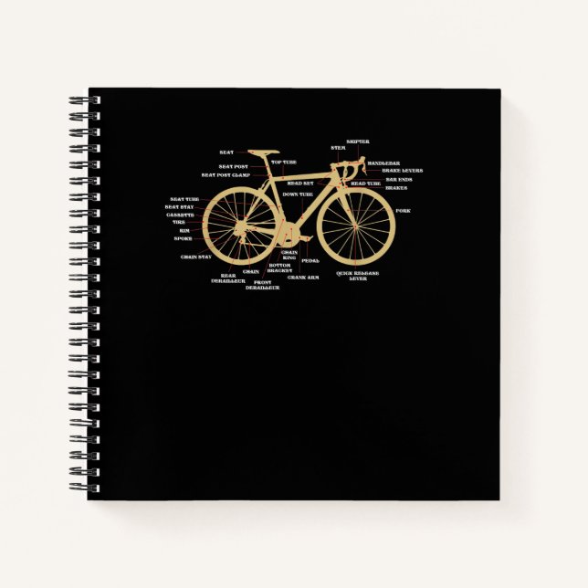 Cuaderno Piezas de ciclismo de bicicleta Anatomía de carret (Anverso)