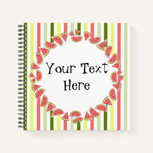 Cuaderno Piezas de sandía Tiras delgadas Textos