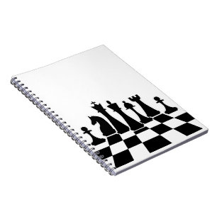 Cuaderno Piezas negras de ajedrez en un tablero
