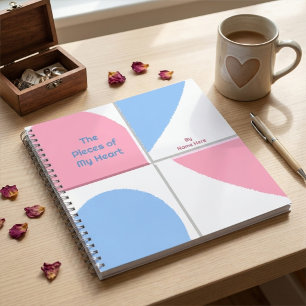 Cuaderno Piezas Personalizadas de Corazón Bebé Azul y Rosa