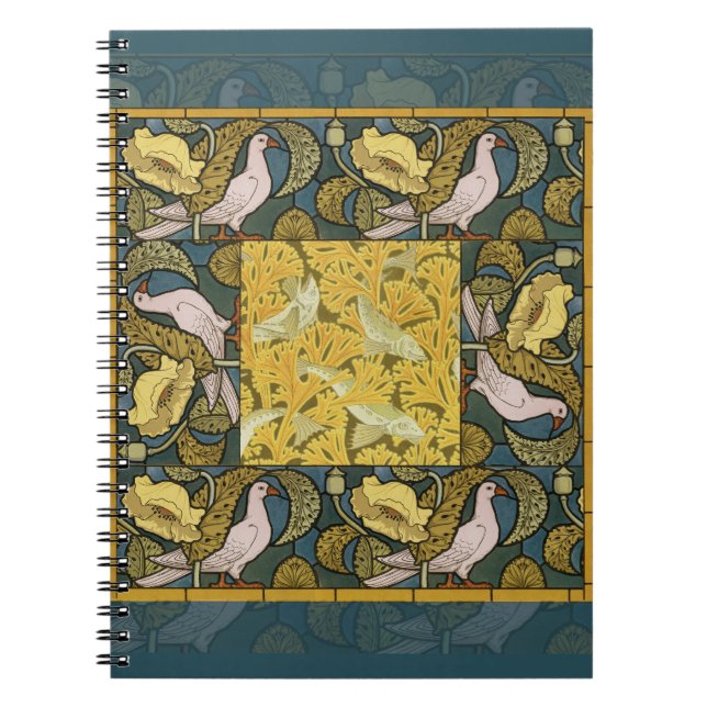Cuaderno Pigeon Blue Yellow Fish Art Nouveau (Frente)