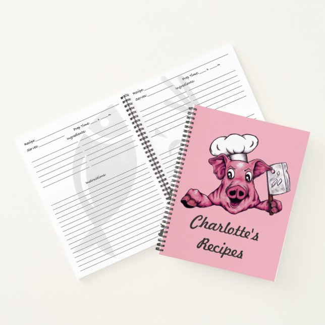 Cuaderno Piggy The Hamicidac Maniac Personalizado Pig Chef  (Interior)