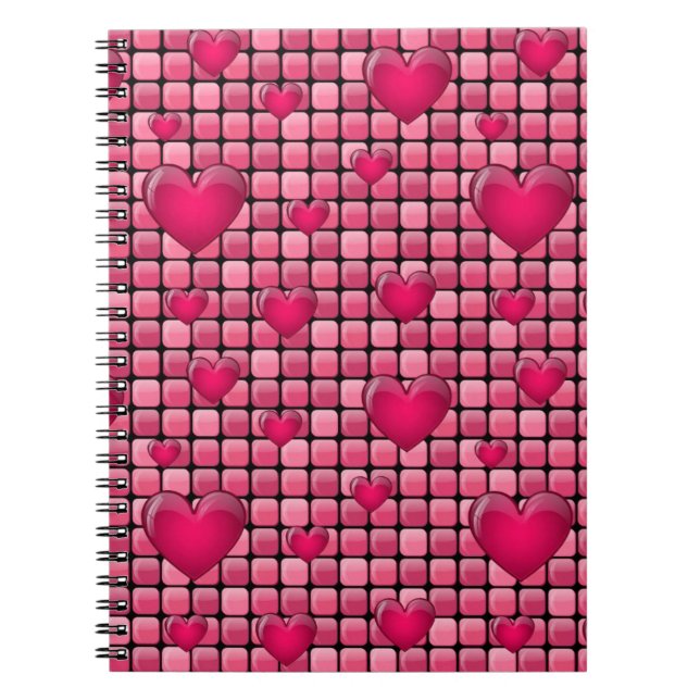 Cuaderno Pila rosada con los corazones (Frente)