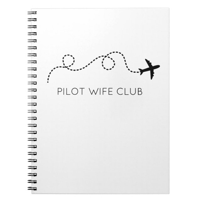 Cuaderno PILOT WIFE CLUB Avión volador Black White (Frente)