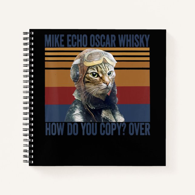Cuaderno Piloto de gato Mike Echo Oscar Whisky Costume Rega (Anverso)