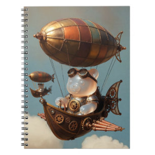 Cuaderno Piloto de oso de gominola steampunk en dirigible d