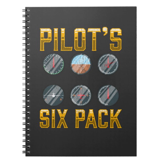 Cuaderno Pilots Six Pack Vuelo de avión Humor de vuelo (Frente)