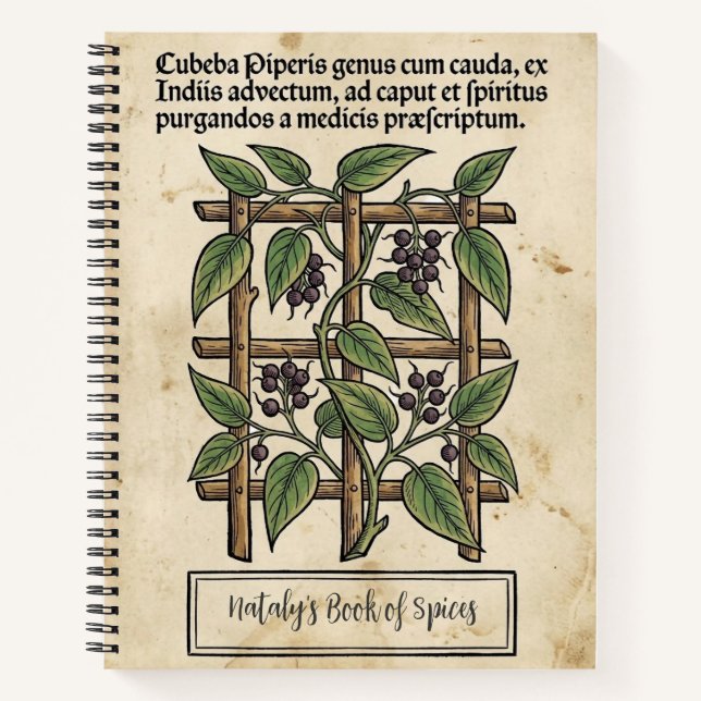Cuaderno Pimienta con Rabo: Cubeba Medicinal Botánica Medie (Anverso)