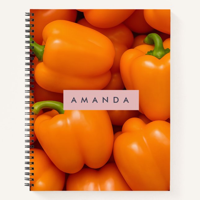Cuaderno Pimiento Naranja Dulce Vibrante Personalizado (Anverso)