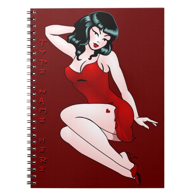 Cuaderno Pin Up Chica Journal Personalizado 50s Pinup Noteb (Frente)