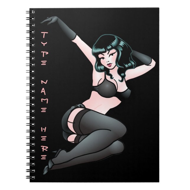 Cuaderno Pin Up Chica Journal Personalizado 50s Pinup Noteb (Frente)