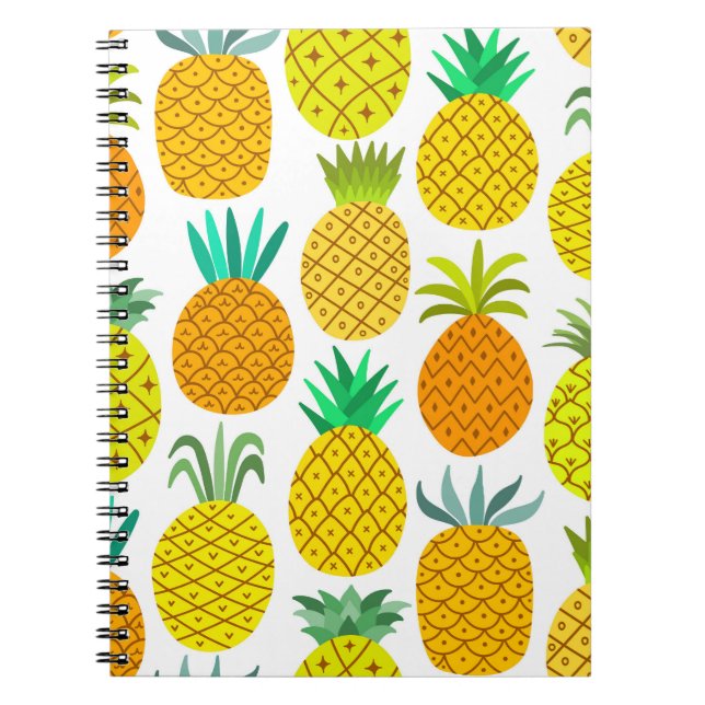 Cuaderno Piña Aislada: Patrón Vintage Sin Marea. (Frente)