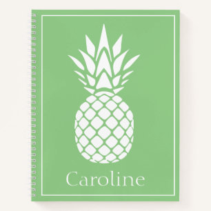 Cuaderno Piña Blanca Elegante sobre Verde Salvia