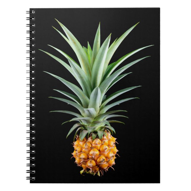 Cuaderno Piña con gran peinado sobre fondo negro (Frente)