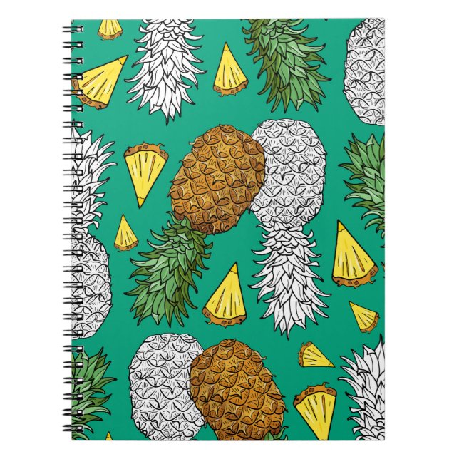 Cuaderno Piña con hojas, trozos pequeños. Lámina sin costur (Frente)