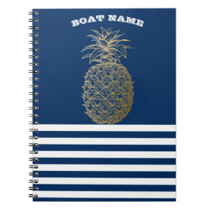 Cuaderno Piña Dorada Náutico Azul Marino Rayado