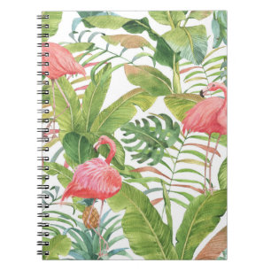 Cuaderno Piña Flamingo Tropical: Patrón dibujado mano