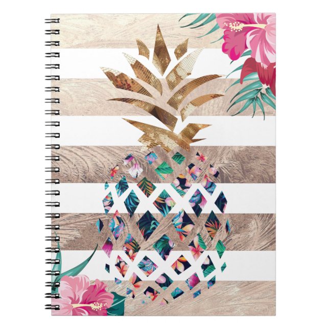 Cuaderno Piña floral rayada (Frente)