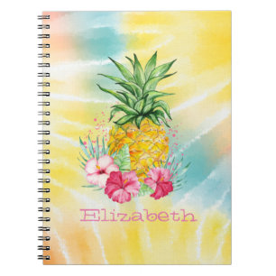 Cuaderno Piña, Hibisco Acuarela Tie Dye Arcoíris