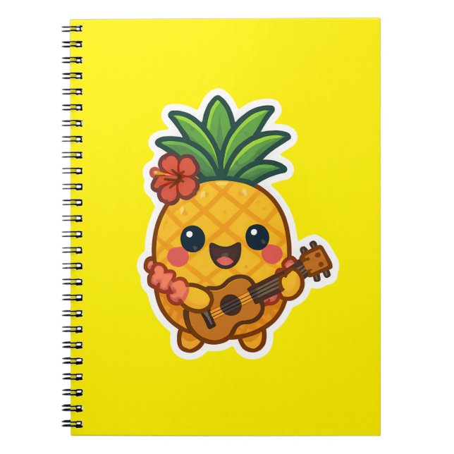 Cuaderno Piña Kawaii sonriente - Tropical (Frente)