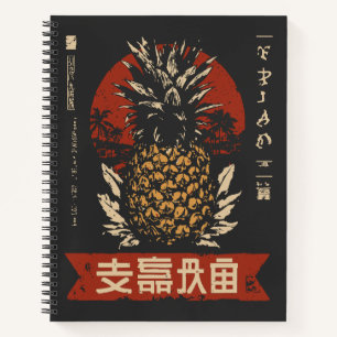 Cuaderno Piña oriental retro Retrato de fruta tropical