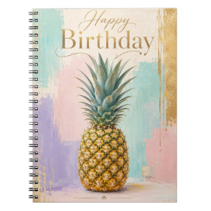 Cuaderno Piña Tropical Dorada Cumpleaños