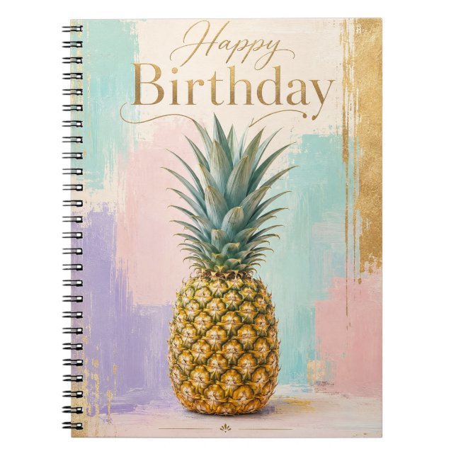 Cuaderno Piña Tropical Dorada Cumpleaños (Frente)