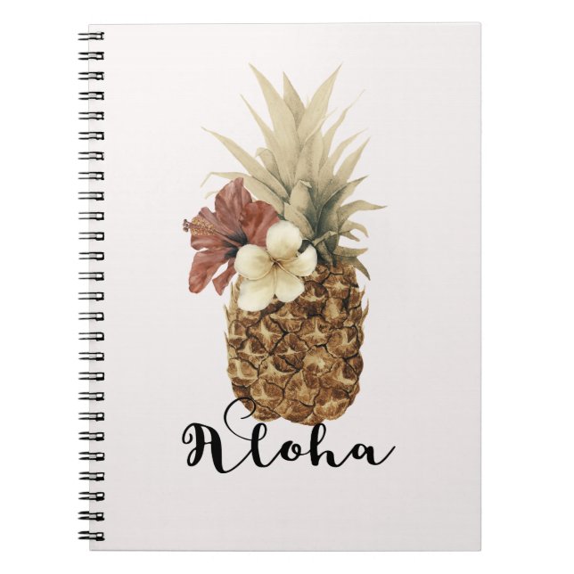 Cuaderno Piña Tropical Vintage Hibiscus Floral Aloha (Frente)
