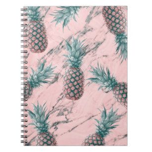 Cuaderno Piña y Mármol Rosa Remolino Moderno Chic Tropical