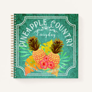 Cuaderno Pinapple Verde azulado con bloc de notas de cuadro