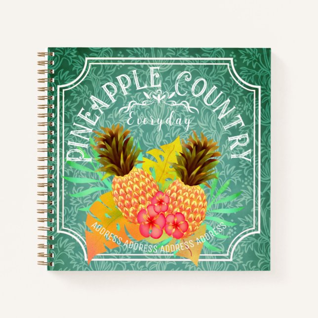 Cuaderno Pinapple Verde azulado con bloc de notas de cuadro (Anverso)