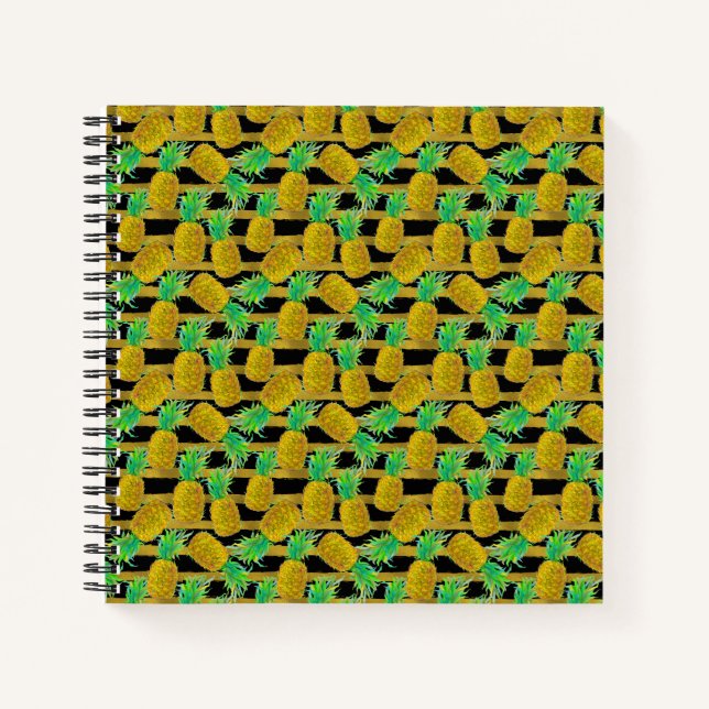 Cuaderno Piñas Doradas En Rayas (Anverso)