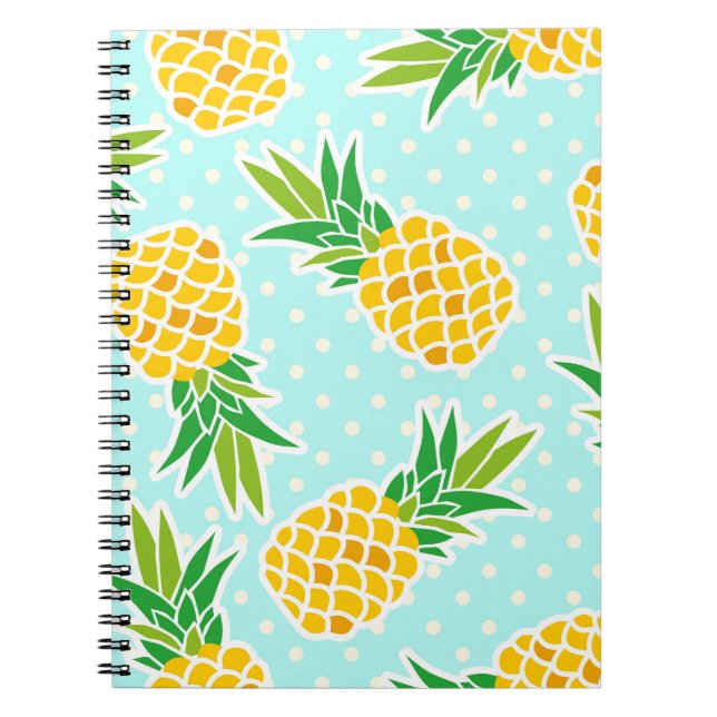 Cuaderno Piñas Exóticas: Polka Azul-Dot Diversión. (Frente)