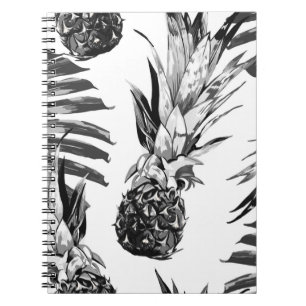 Cuaderno Piñas, hojas de selva tropical. Hermosa costura