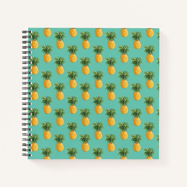 Cuaderno Piñas Tropicales En Verde azulado (Anverso)