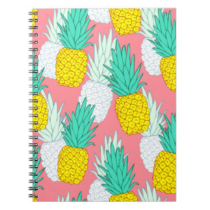 Cuaderno Piñas Tropicales: Moda Personalizado Roja.
