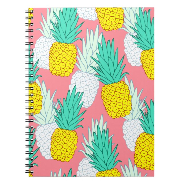Cuaderno Piñas Tropicales: Moda Personalizado Roja. (Frente)