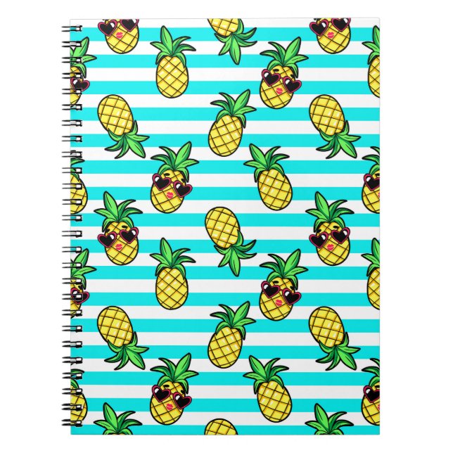 Cuaderno Piñas Tropicales: Patrón Retro de Gafas de Sol. (Frente)
