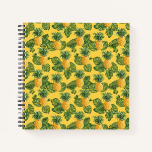 Cuaderno Piñas y hojas tropicales con oro
