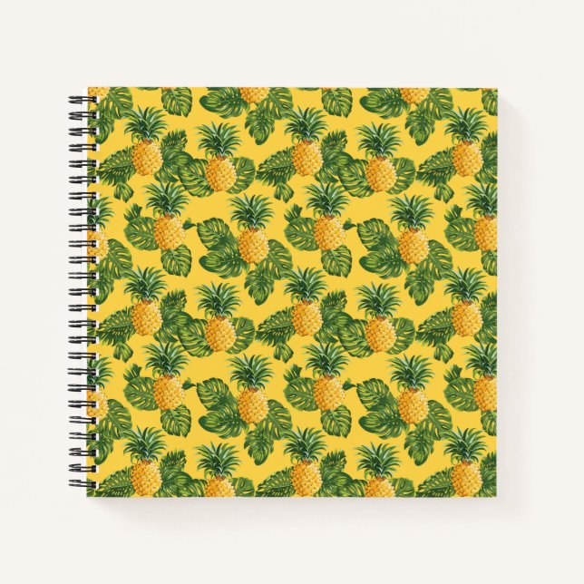Cuaderno Piñas y hojas tropicales con oro (Anverso)