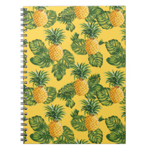 Cuaderno Piñas y hojas tropicales en el oro