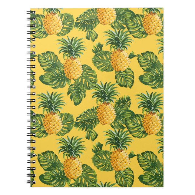 Cuaderno Piñas y hojas tropicales en el oro (Frente)