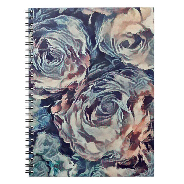 Cuaderno Pincel de arte abstracto rosas texturizados imprim (Frente)